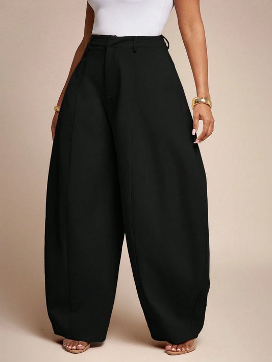 Vixey Seam Detail High Waist Barrel Leg Office Pants, Office Wear, Workwear, Desk To Dinner