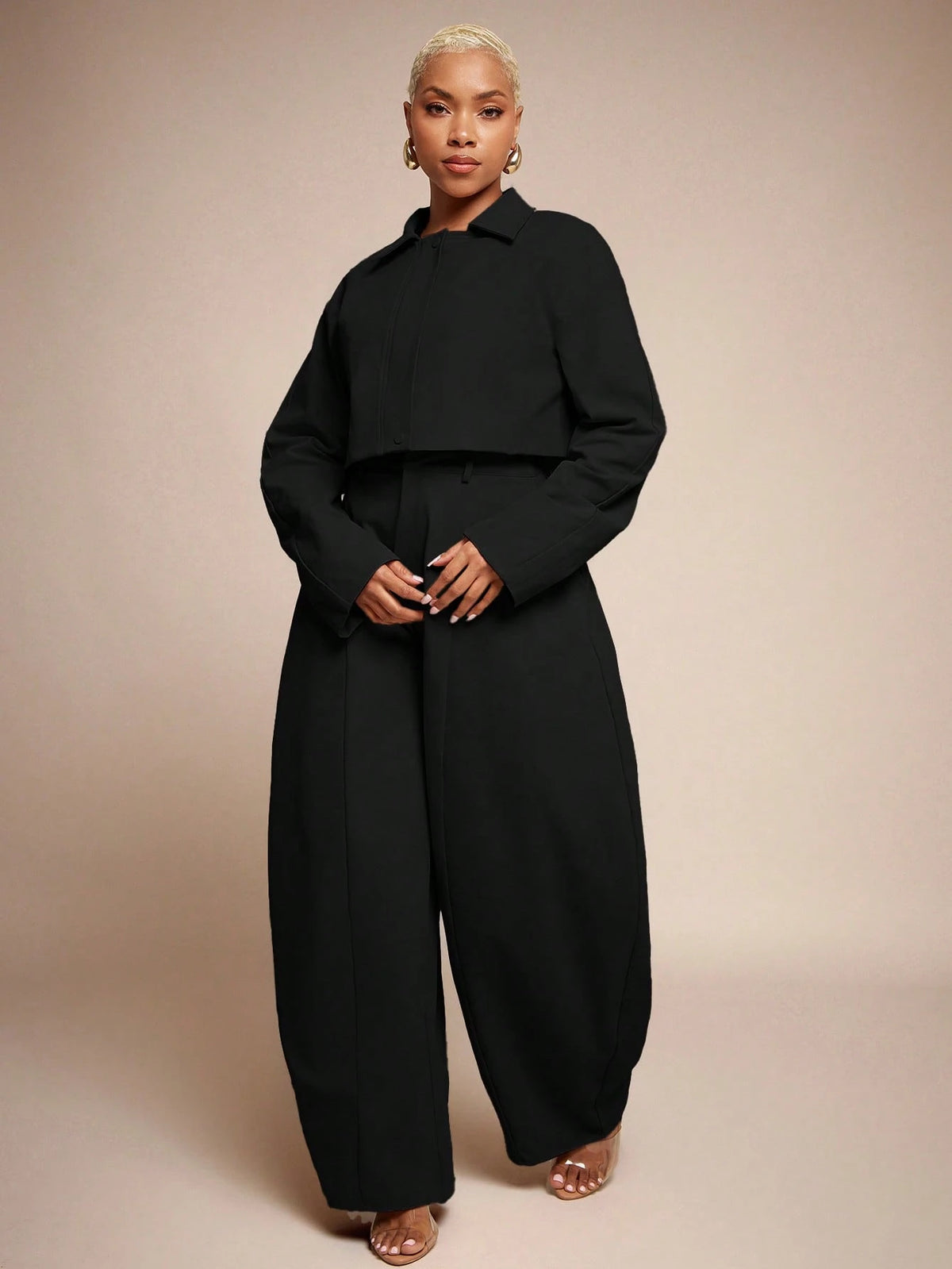 Vixey Seam Detail High Waist Barrel Leg Office Pants, Office Wear, Workwear, Desk To Dinner