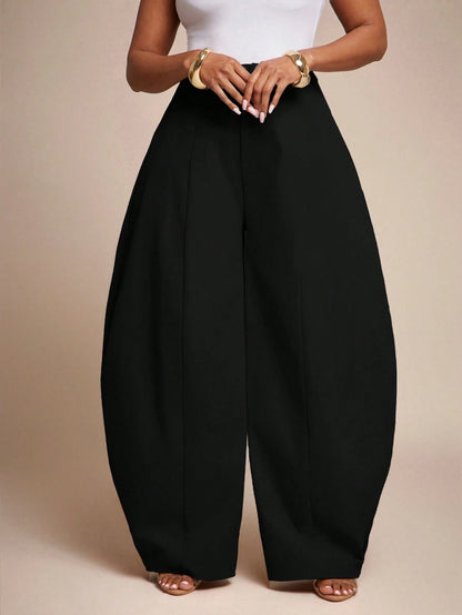 Vixey Seam Detail High Waist Barrel Leg Office Pants, Office Wear, Workwear, Desk To Dinner