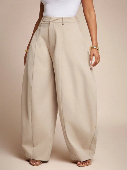 Vixey Seam Detail High Waist Barrel Leg Office Pants, Office Wear, Workwear, Desk To Dinner