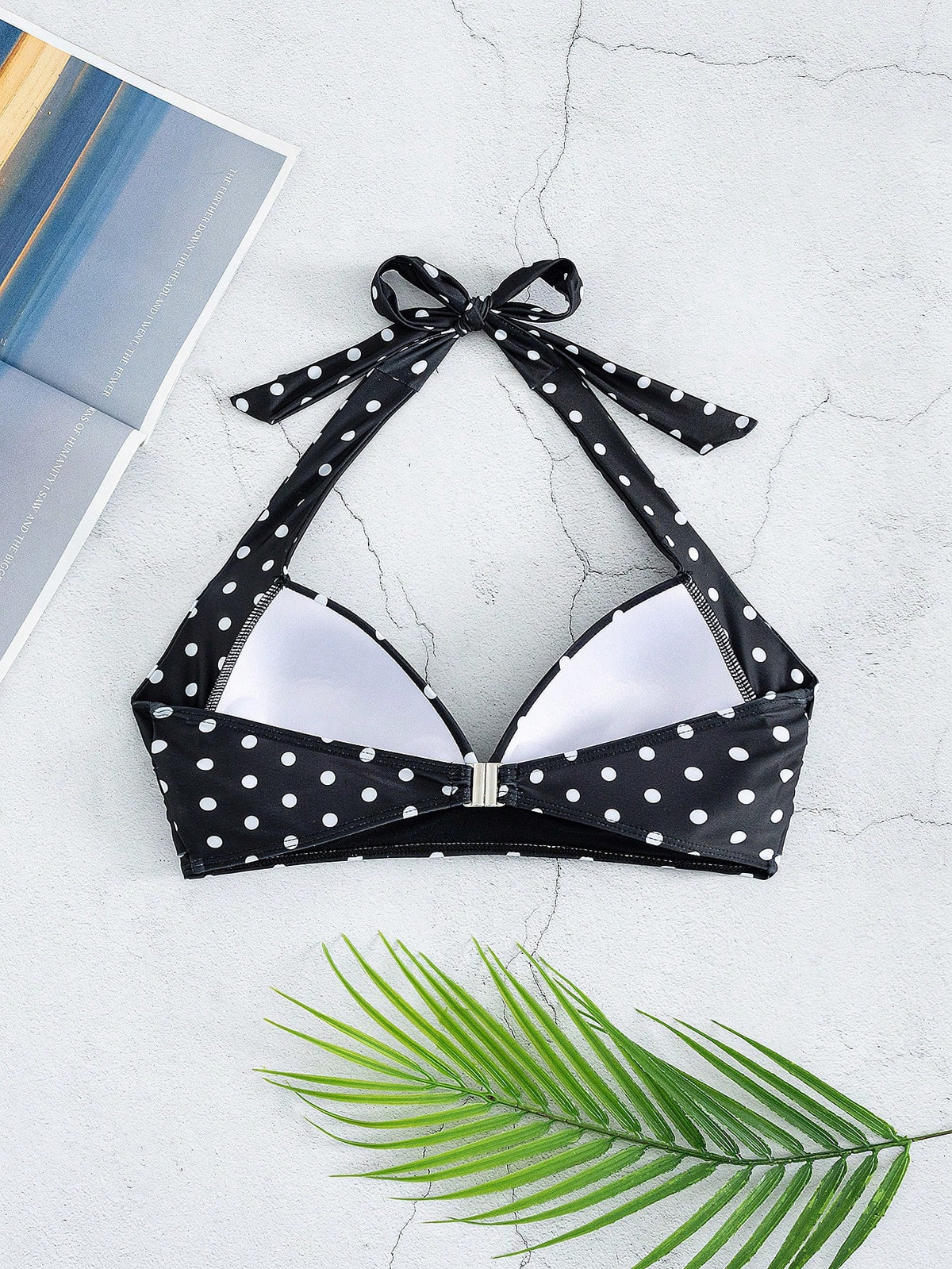 Voyashape Polka Dot Halter Neck Fashionable Summer Beach Bikini Top