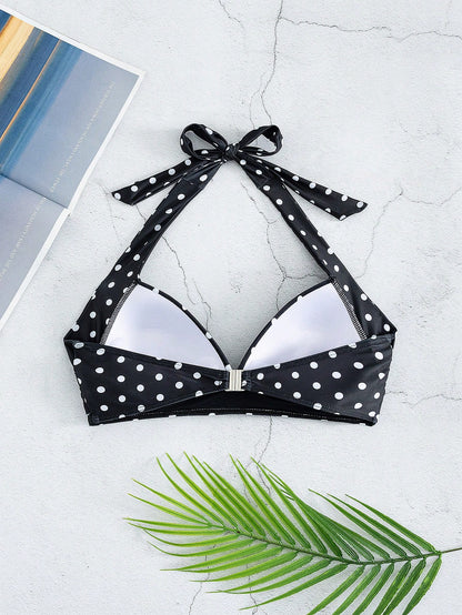 Voyashape Polka Dot Halter Neck Fashionable Summer Beach Bikini Top