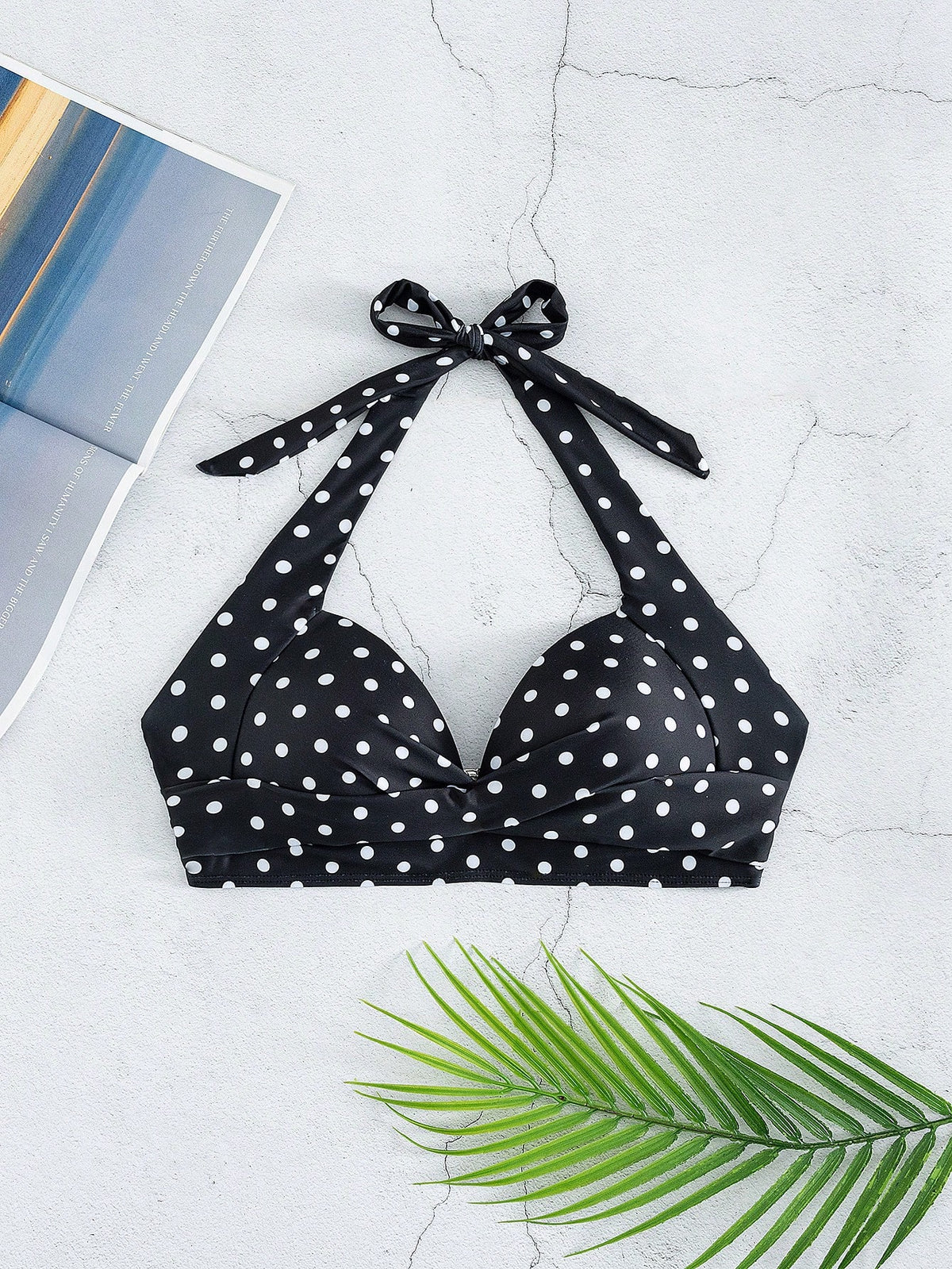 Voyashape Polka Dot Halter Neck Fashionable Summer Beach Bikini Top