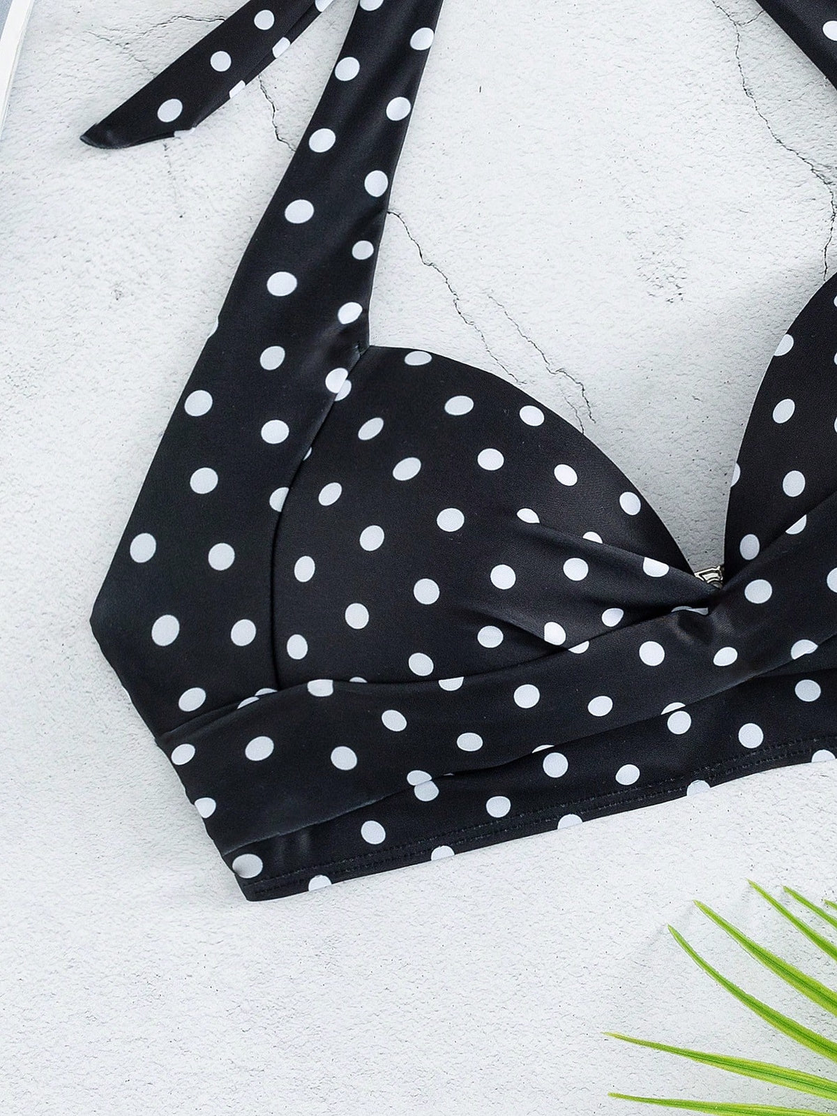 Voyashape Polka Dot Halter Neck Fashionable Summer Beach Bikini Top