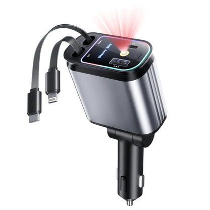W&O Starlight Retractable Car Charger With Retractable Cord, Starlight Rooftop 4-In-1 Super Fast Car Phone Charger, 2 USB Ports Starlight Adapter, Compatible With IPhone 17 16 15 14 13 12