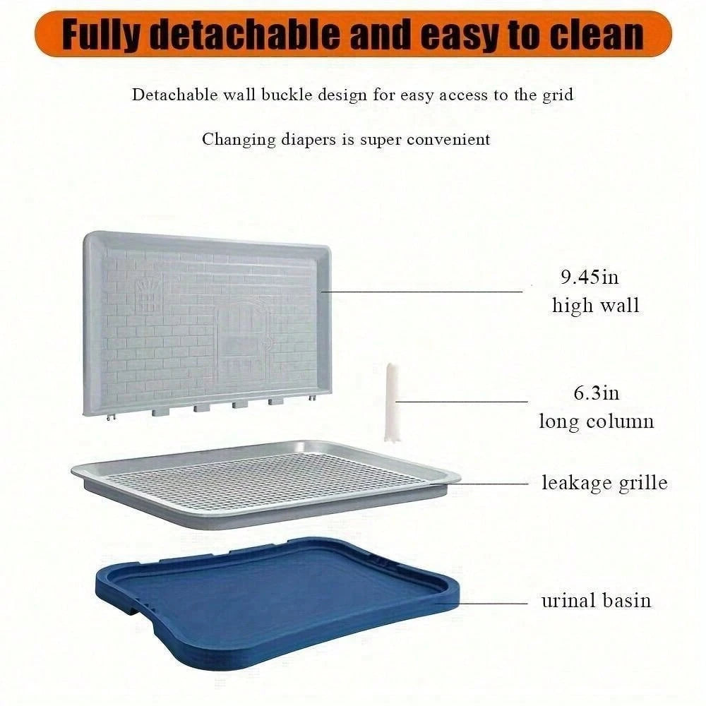 Wall-Mounted Splash Guard Center Post Pee Pad Holder For Indoor Dogs With Training Tray,Essential For Home Training Of Puppies And Adult Dogs, 20.1*15.4 Inches, Leak-Proof Pee Pad Holder, Puppy Excret