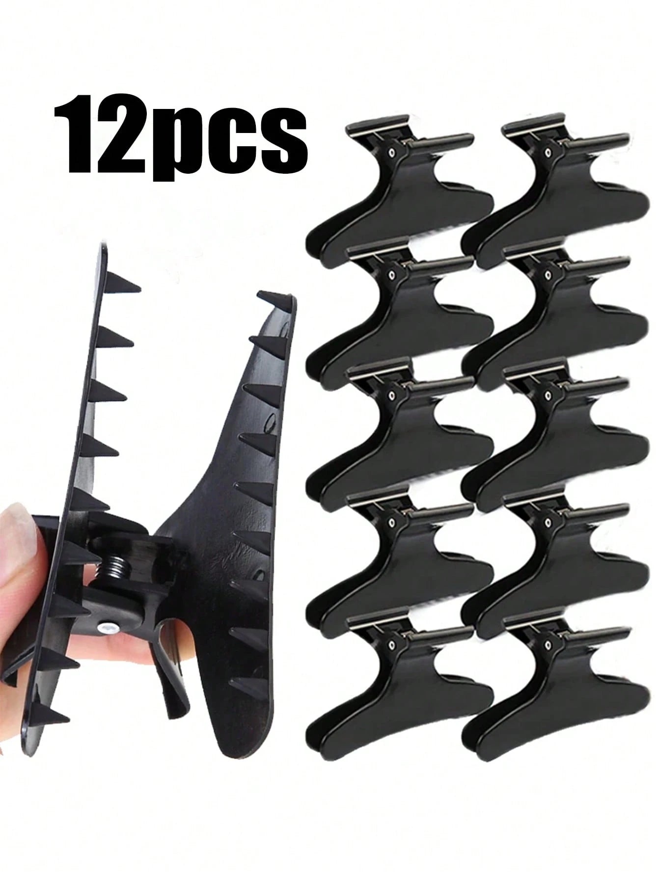 WANMEI 12pcs Black Butterfly Hair Clips, Styling Partition Clips, Professional Salon Hair Clips, Suitable For Haircut, Styling, Partition, Dyeing, Etc. Butterfly Hair Clips, Hair Accessories, Hair Too