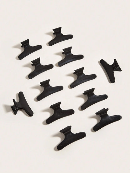 WANMEI 12pcs Black Butterfly Hair Clips, Styling Partition Clips, Professional Salon Hair Clips, Suitable For Haircut, Styling, Partition, Dyeing, Etc. Butterfly Hair Clips, Hair Accessories, Hair Too