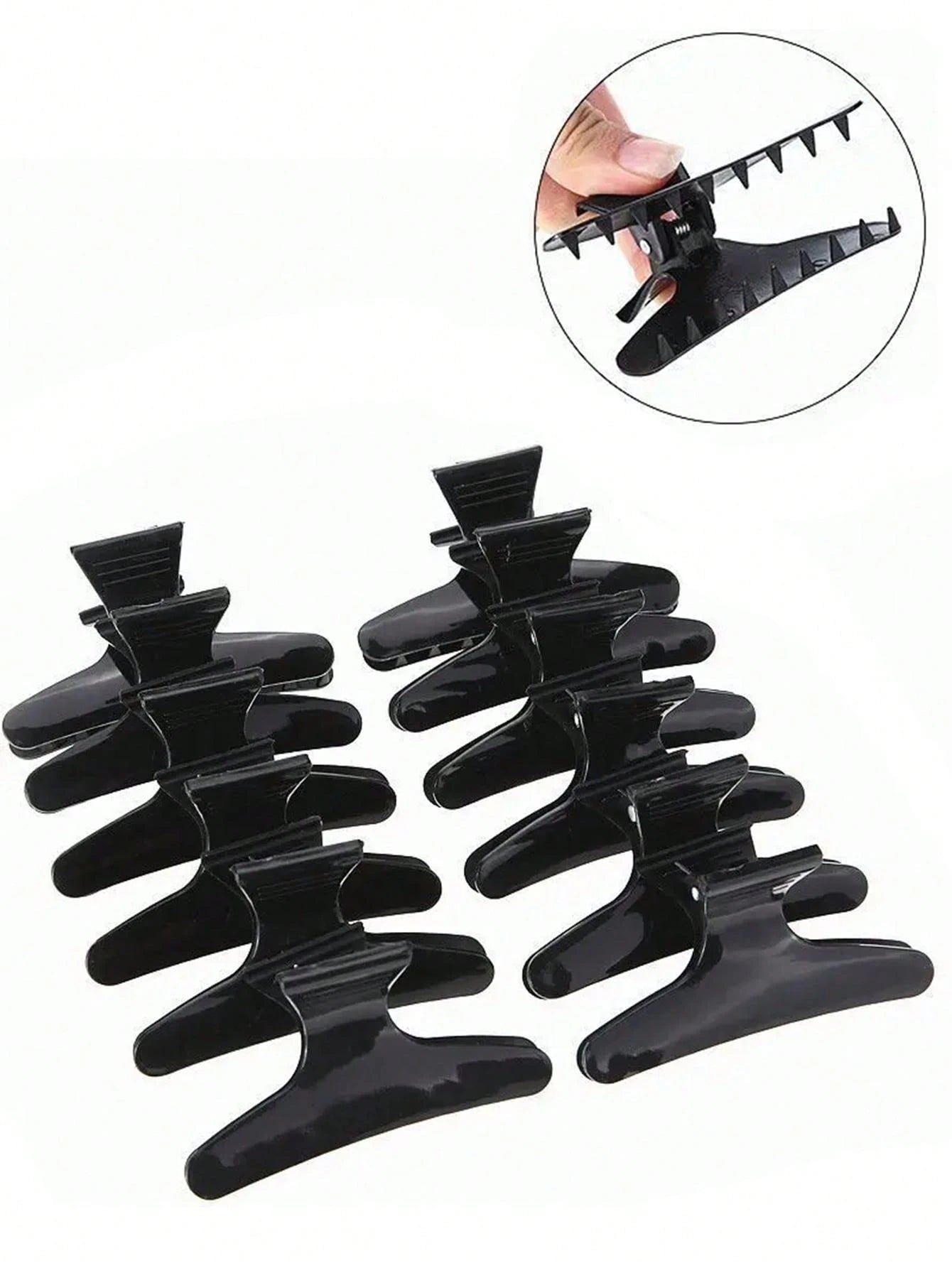 WANMEI 12pcs Black Butterfly Hair Clips, Styling Partition Clips, Professional Salon Hair Clips, Suitable For Haircut, Styling, Partition, Dyeing, Etc. Butterfly Hair Clips, Hair Accessories, Hair Too