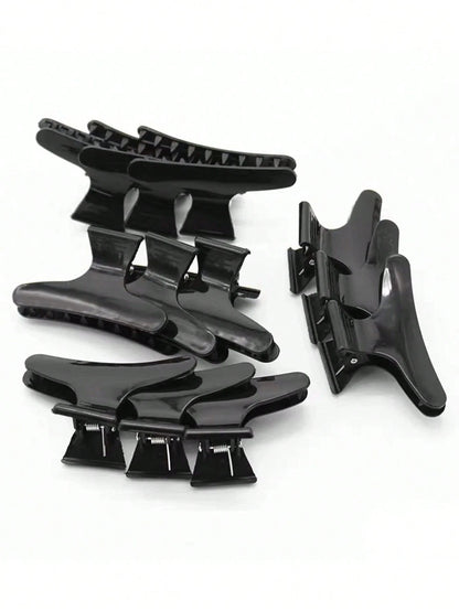WANMEI 12pcs Black Butterfly Hair Clips, Styling Partition Clips, Professional Salon Hair Clips, Suitable For Haircut, Styling, Partition, Dyeing, Etc. Butterfly Hair Clips, Hair Accessories, Hair Too