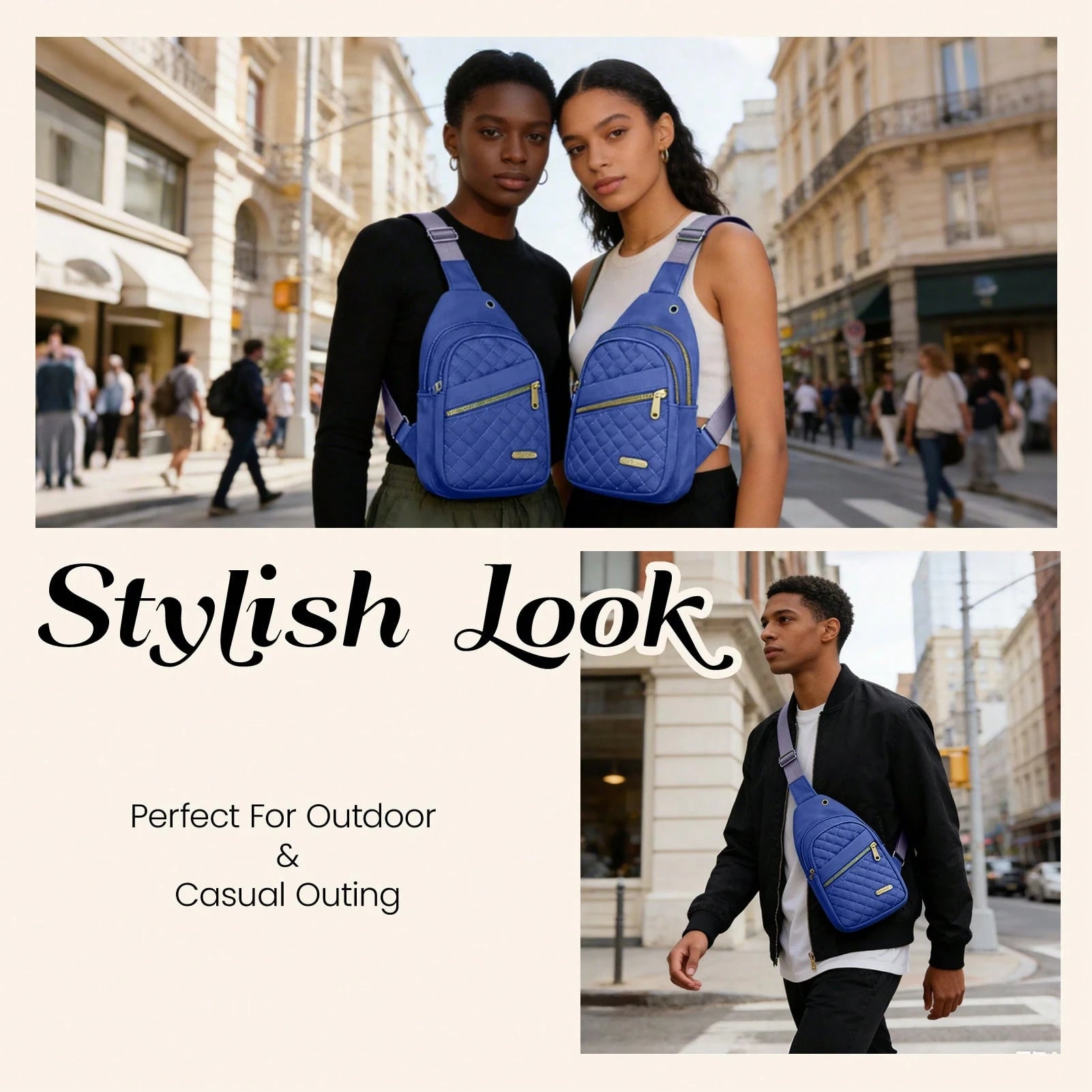 Water Resistant Sling Bag For Men Women, Lightweight Crossbody Chest Backpack, Adjustable Strap Shoulder Fanny Pack For Travel Hiking Cycling Daily Us