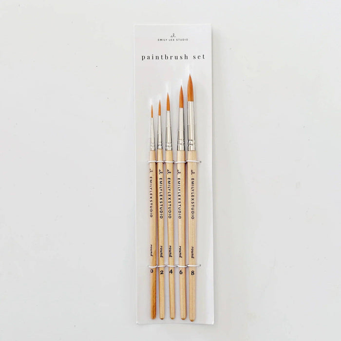 Watercolor paintbrush set of five wood brushes