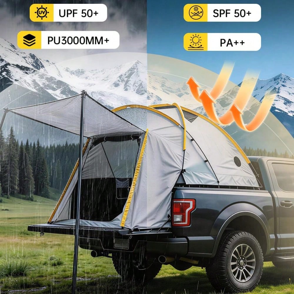Waterproof 210D Oxford Truck Bed Tent, Quick Setup Camping Shelter With Sealed Floor, Easy Setup Awning, For Outdoor Adventure