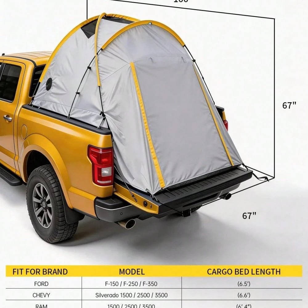 Waterproof 210D Oxford Truck Bed Tent, Quick Setup Camping Shelter With Sealed Floor, Easy Setup Awning, For Outdoor Adventure