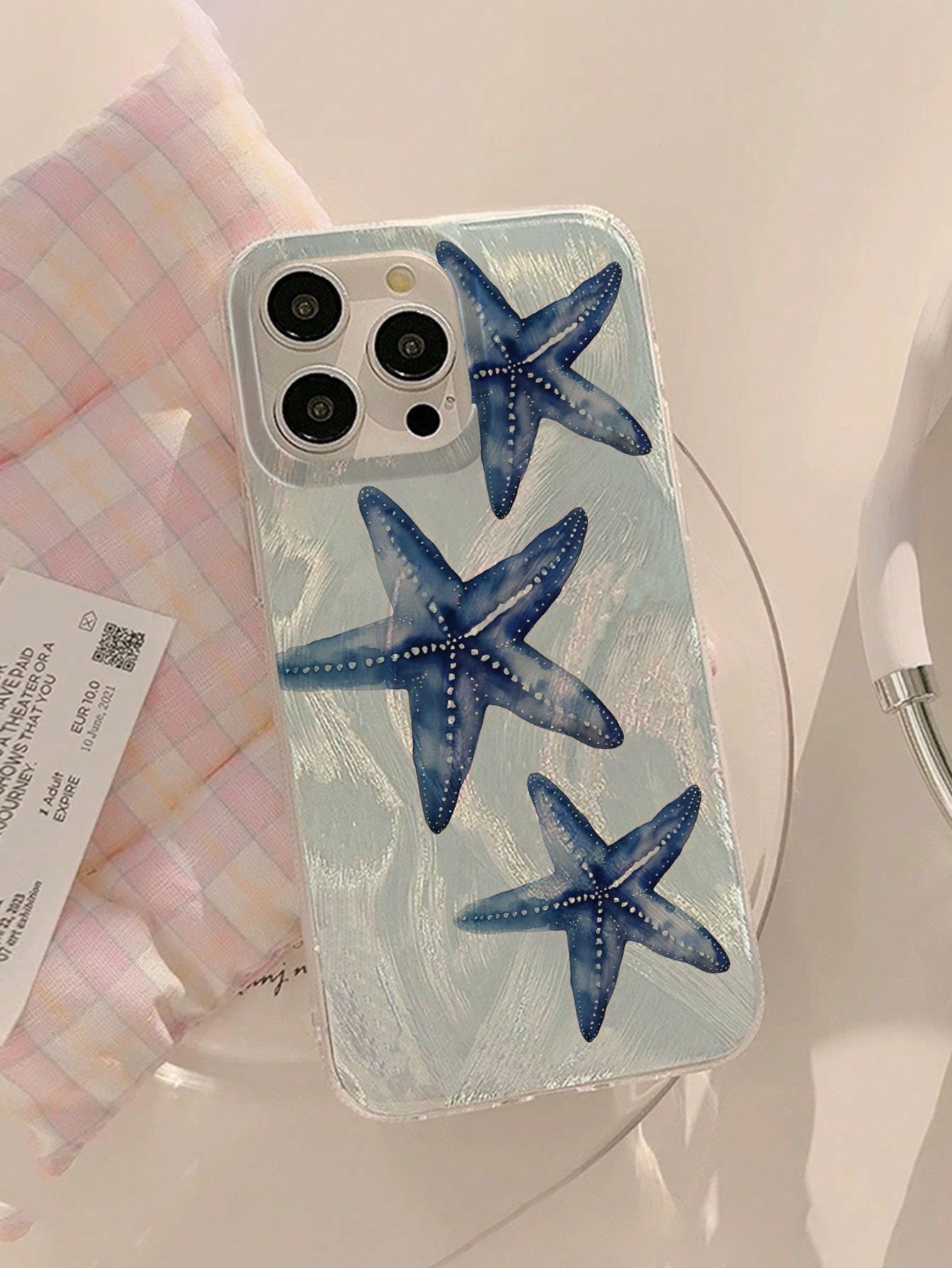 WeiMi Shockproof Ocean Elements Fashion Phone Case Green Starfish Pearlescent 1 Pc Shiny Waterproof Shockproof Anti-Slip Soft Phone Case Compatible With Iphone 16/16 Pro/16 Pro Max/16 Plus Anti-Fall S