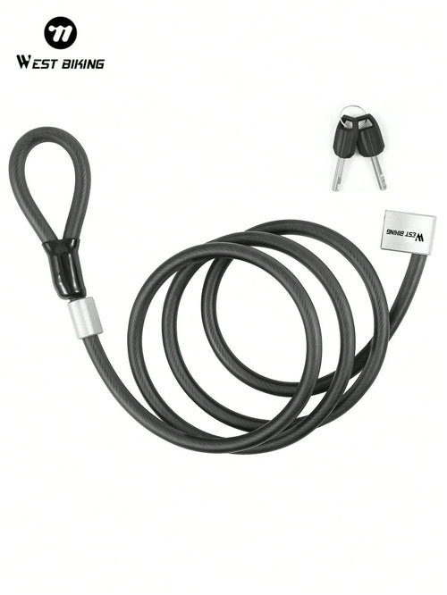 WEST BIKING Bike Cable Steel Lock MTB Road Outdoor Bicycle Security Anti-Theft Cable Lock With 2 Keys Motorcycle Scooter Lock Bicycle Accessories