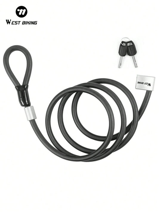 WEST BIKING Bike Cable Steel Lock MTB Road Outdoor Bicycle Security Anti-Theft Cable Lock With 2 Keys Motorcycle Scooter Lock Bicycle Accessories