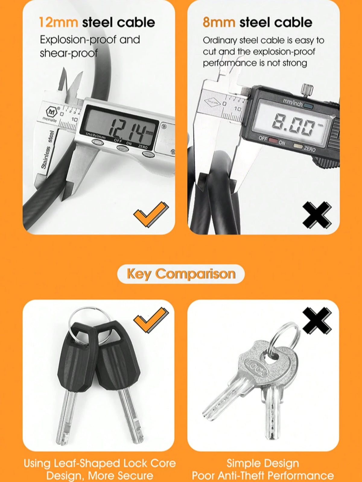 WEST BIKING Bike Cable Steel Lock MTB Road Outdoor Bicycle Security Anti-Theft Cable Lock With 2 Keys Motorcycle Scooter Lock Bicycle Accessories