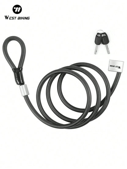 WEST BIKING Bike Cable Steel Lock MTB Road Outdoor Bicycle Security Anti-Theft Cable Lock With 2 Keys Motorcycle Scooter Lock Bicycle Accessories