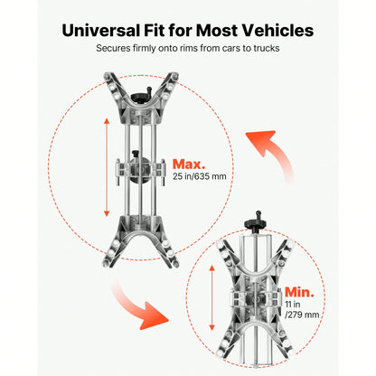 Wheel Clamp & Magnetic Adapter, 1 PC Aluminum Alloy Wheel Alignment Tool For Precise Camber Gauge, Fits 11-25 Inch Rims, Universal Magnetic Gauge Tire Repair Tool For Car Truck SUV Motorcycle