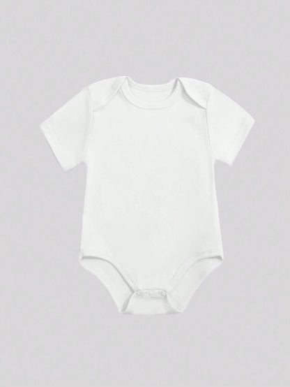 White Baby Clothing With "SHHH... I'M WATCHING ANIME WITH DADDY" Print Baby Boys And Girls 2025 Newborn Baby Bodysuit Casual Short Sleeve Knitted Fabric Monogram Print Regular Baby Clothing Suitable F