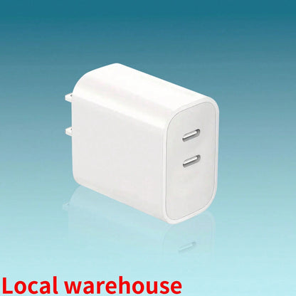 White Dual-Port Type-C PD Fast Charging Wall Charger, High-Speed Power Adapter For Android Phones/Tablets & IPad Series, Local Warehouse Suitable For Multiple People Charging, Multiple Devices Chargin