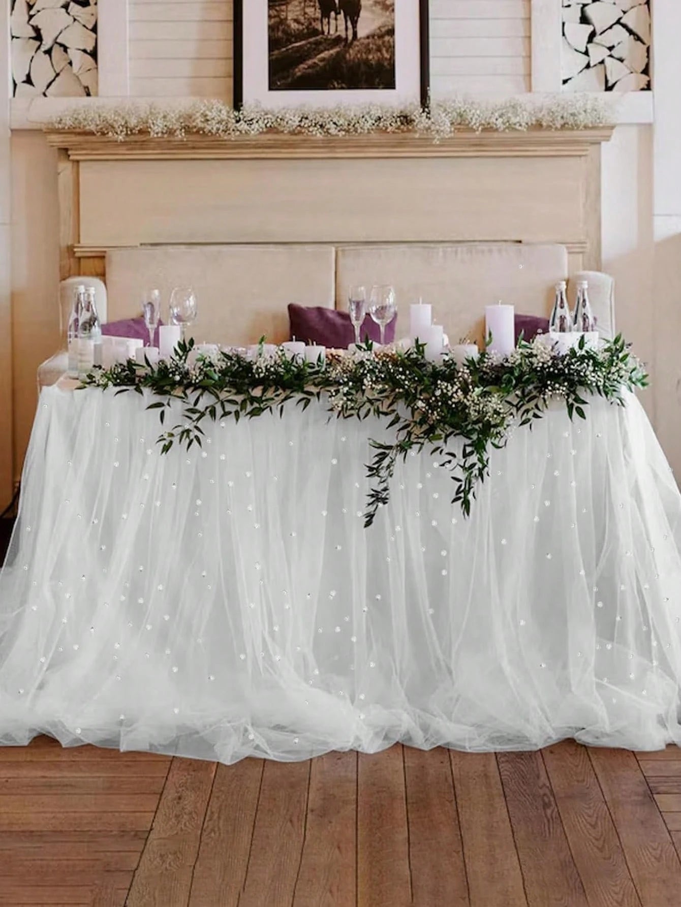 White Pearl Gauze Tablecloth Bohemian Country Style Cheesecloth Table Runner For Baby Shower Wedding Party Home Decor