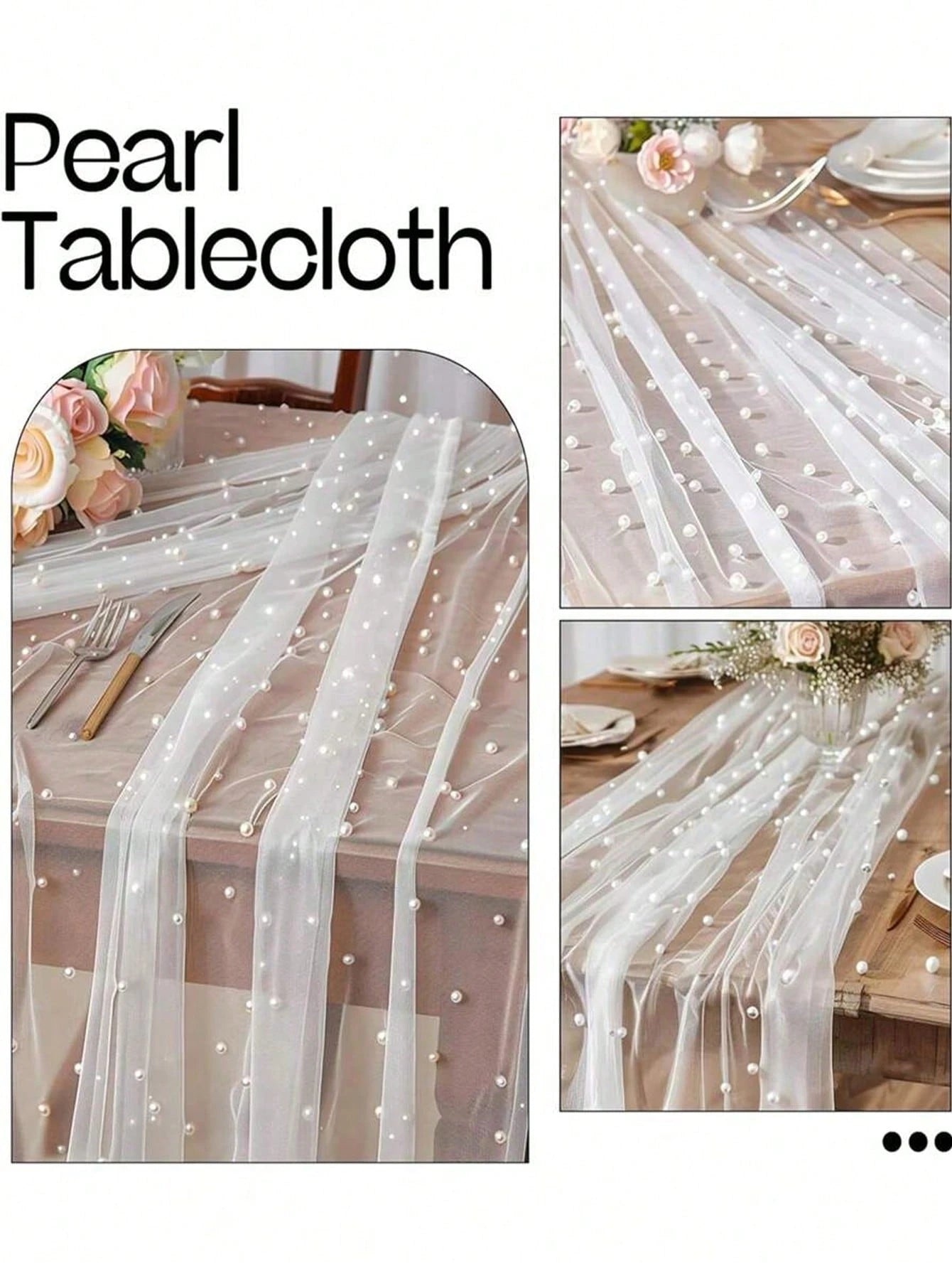 White Pearl Gauze Tablecloth Bohemian Country Style Cheesecloth Table Runner For Baby Shower Wedding Party Home Decor