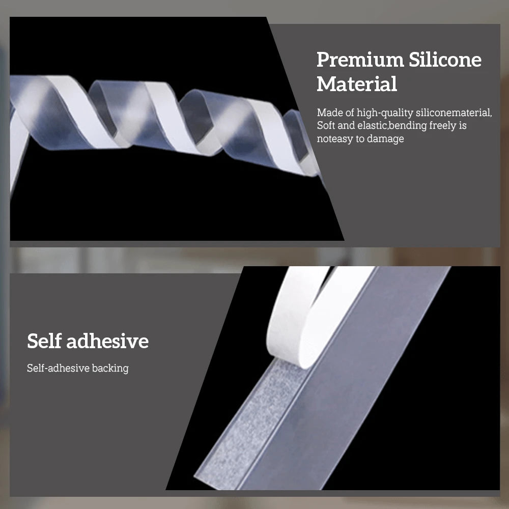 Windproof Strip Door Sealing Strip, Silicone Sealing Strip For House Door Obstruction Door, And Glass Shower Door, Used For Collision And Side Window Gaps, Winter Window Insulation