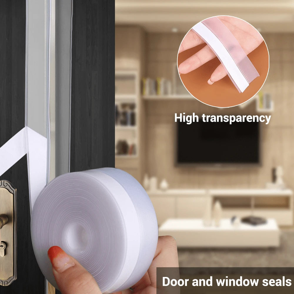 Windproof Strip Door Sealing Strip, Silicone Sealing Strip For House Door Obstruction Door, And Glass Shower Door, Used For Collision And Side Window Gaps, Winter Window Insulation