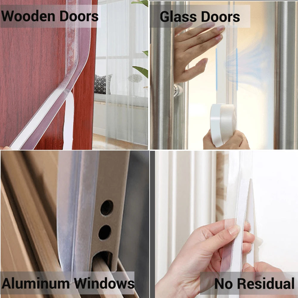 Windproof Strip Door Sealing Strip, Silicone Sealing Strip For House Door Obstruction Door, And Glass Shower Door, Used For Collision And Side Window Gaps, Winter Window Insulation