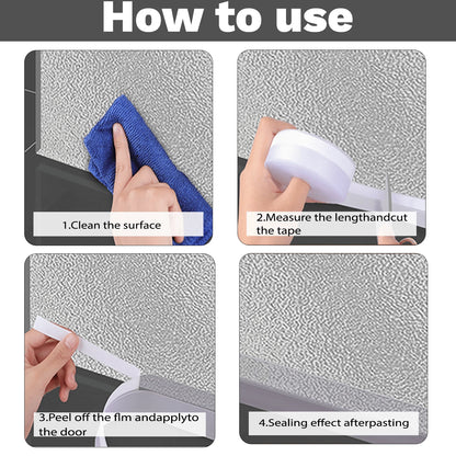 Windproof Strip Door Sealing Strip, Silicone Sealing Strip For House Door Obstruction Door, And Glass Shower Door, Used For Collision And Side Window Gaps, Winter Window Insulation
