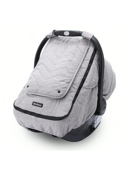 WinRese Baby Car Seat Cover- 3-Layer Thick Fabric, Waterproof, Breathable Mesh Window- Windproof & Snow Blocking, Keep Baby Warm In Winter- Universal Fit For Infant Car Seat And Carrier, Baby Boys