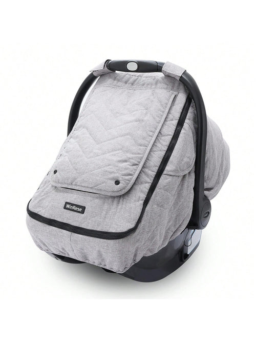 WinRese Baby Car Seat Cover- 3-Layer Thick Fabric, Waterproof, Breathable Mesh Window- Windproof & Snow Blocking, Keep Baby Warm In Winter- Universal Fit For Infant Car Seat And Carrier, Baby Boys
