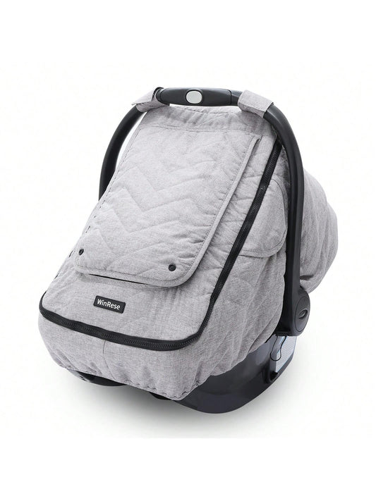 WinRese Baby Car Seat Cover- 3-Layer Thick Fabric, Waterproof, Breathable Mesh Window- Windproof & Snow Blocking, Keep Baby Warm In Winter- Universal Fit For Infant Car Seat And Carrier, Baby Boys