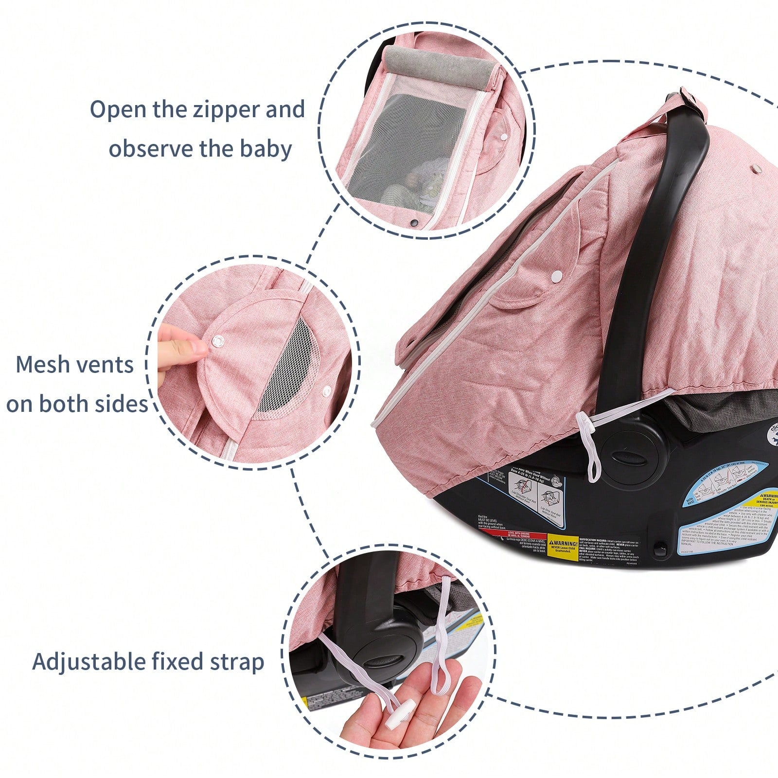 WinRese Baby Car Seat Cover- 3-Layer Thick Fabric, Waterproof, Breathable Mesh Window- Windproof & Snow Blocking, Keep Baby Warm In Winter- Universal Fit For Infant Car Seat And Carrier, Baby Boys