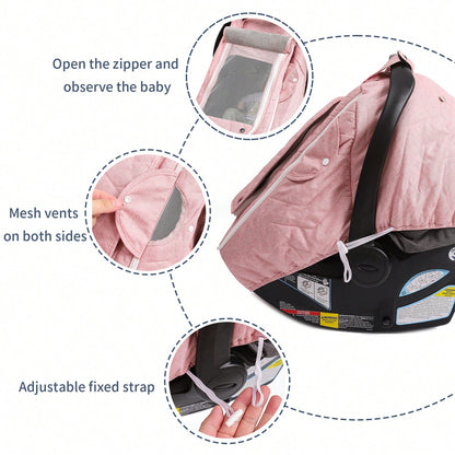 WinRese Baby Car Seat Cover- 3-Layer Thick Fabric, Waterproof, Breathable Mesh Window- Windproof & Snow Blocking, Keep Baby Warm In Winter- Universal Fit For Infant Car Seat And Carrier, Baby Boys