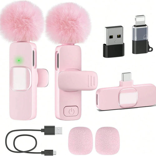 Wireless Mini Microphone, Compatible With IPhone And Android; Noise-Canceling Wireless Lavalier Mic, USB-C Portable Clip-On Microphone, Suitable For Video Recording, Short Videos, Live Streaming Equip