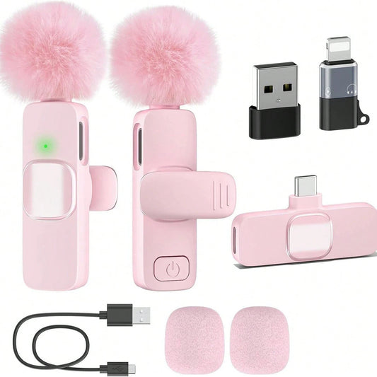 Wireless Mini Microphone, Compatible With IPhone And Android; Noise-Canceling Wireless Lavalier Mic, USB-C Portable Clip-On Microphone, Suitable For Video Recording, Short Videos, Live Streaming Equip