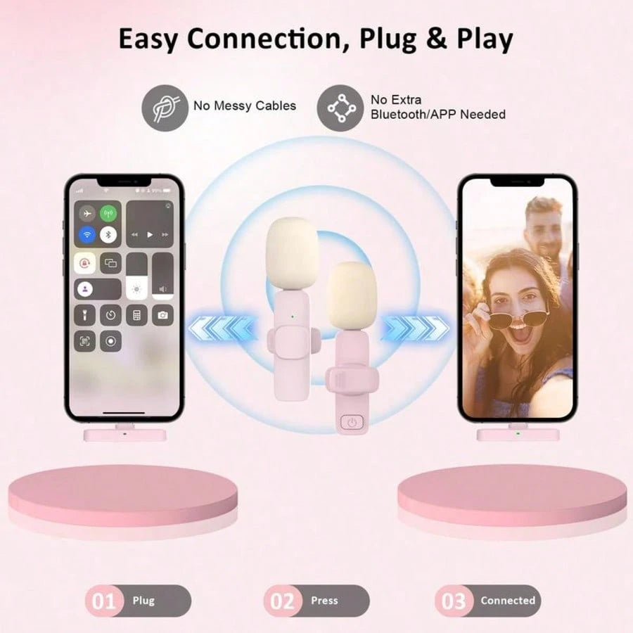 Wireless Mini Microphone, Compatible With IPhone And Android; Noise-Canceling Wireless Lavalier Mic, USB-C Portable Clip-On Microphone, Suitable For Video Recording, Short Videos, Live Streaming Equip