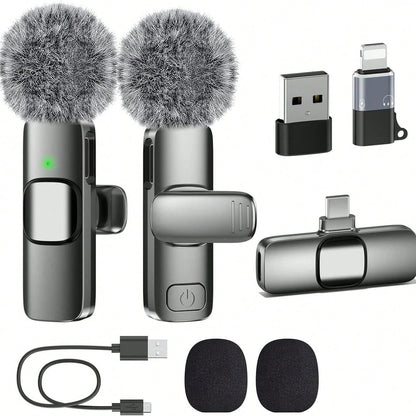 Wireless Mini Microphone, Compatible With IPhone And Android; Noise-Canceling Wireless Lavalier Mic, USB-C Portable Clip-On Microphone, Suitable For Video Recording, Short Videos, Live Streaming Equip