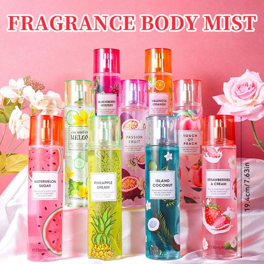 Wish 20 Varieties Of Women's Body Mist Perfume Spray, 8 Fl.Oz Long-Lasting Floral Fruity Spray With Non-Greasy Alcohol-Based Formula. Suitable For Hair & Body, Ideal For Parties, Dates & Gifting. Ligh
