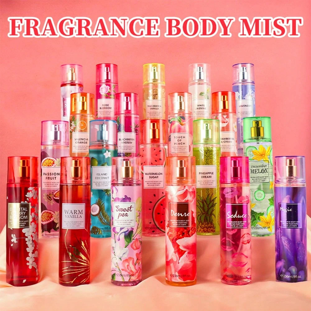 Wish 20 Varieties Of Women's Body Mist Perfume Spray, 8 Fl.Oz Long-Lasting Floral Fruity Spray With Non-Greasy Alcohol-Based Formula. Suitable For Hair & Body, Ideal For Parties, Dates & Gifting. Ligh