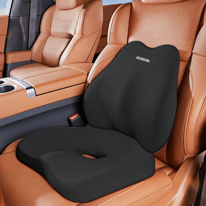 WNUU7Y13 Car Seat Cushion & Back Cushion Set| Winter Warmth & Comfort BoostMemory Foam + Ergonomic Design| Fits Waist/Back, Eases Long-Drive FatigueUniversal For Sedans, SUVs, Trucks| Soft & Elasti