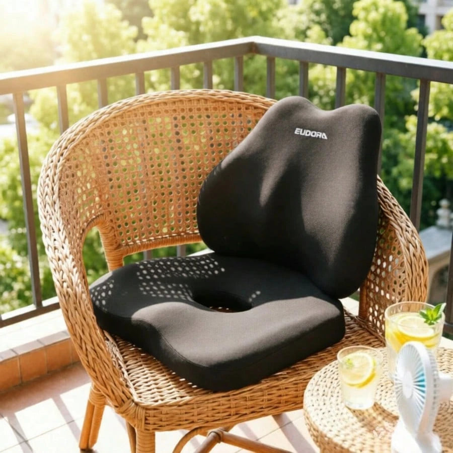 WNUU7Y13 Car Seat Cushion & Back Cushion Set| Winter Warmth & Comfort BoostMemory Foam + Ergonomic Design| Fits Waist/Back, Eases Long-Drive FatigueUniversal For Sedans, SUVs, Trucks| Soft & Elasti