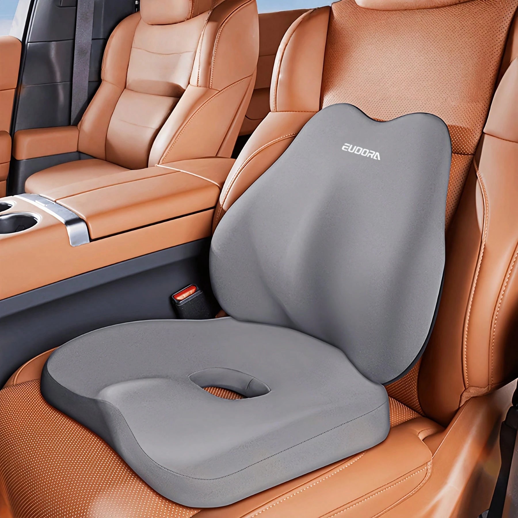 WNUU7Y13 Car Seat Cushion & Back Cushion Set| Winter Warmth & Comfort BoostMemory Foam + Ergonomic Design| Fits Waist/Back, Eases Long-Drive FatigueUniversal For Sedans, SUVs, Trucks| Soft & Elasti