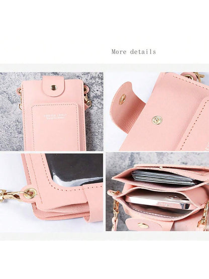 Women Bags Soft Leather Wallets Touch Screen Cell Phone Crossbody Shoulder Strap Handbag For Female Women's Bags For Carrying Mobile Phones Fashionable Key Bag Gifts Cross Body Bag Women Valentines Ce
