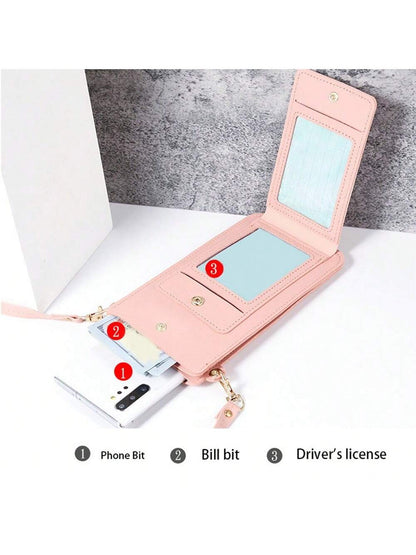 Women Bags Soft Leather Wallets Touch Screen Cell Phone Crossbody Shoulder Strap Handbag For Female Women's Bags For Carrying Mobile Phones Fashionable Key Bag Gifts Cross Body Bag Women Valentines Ce