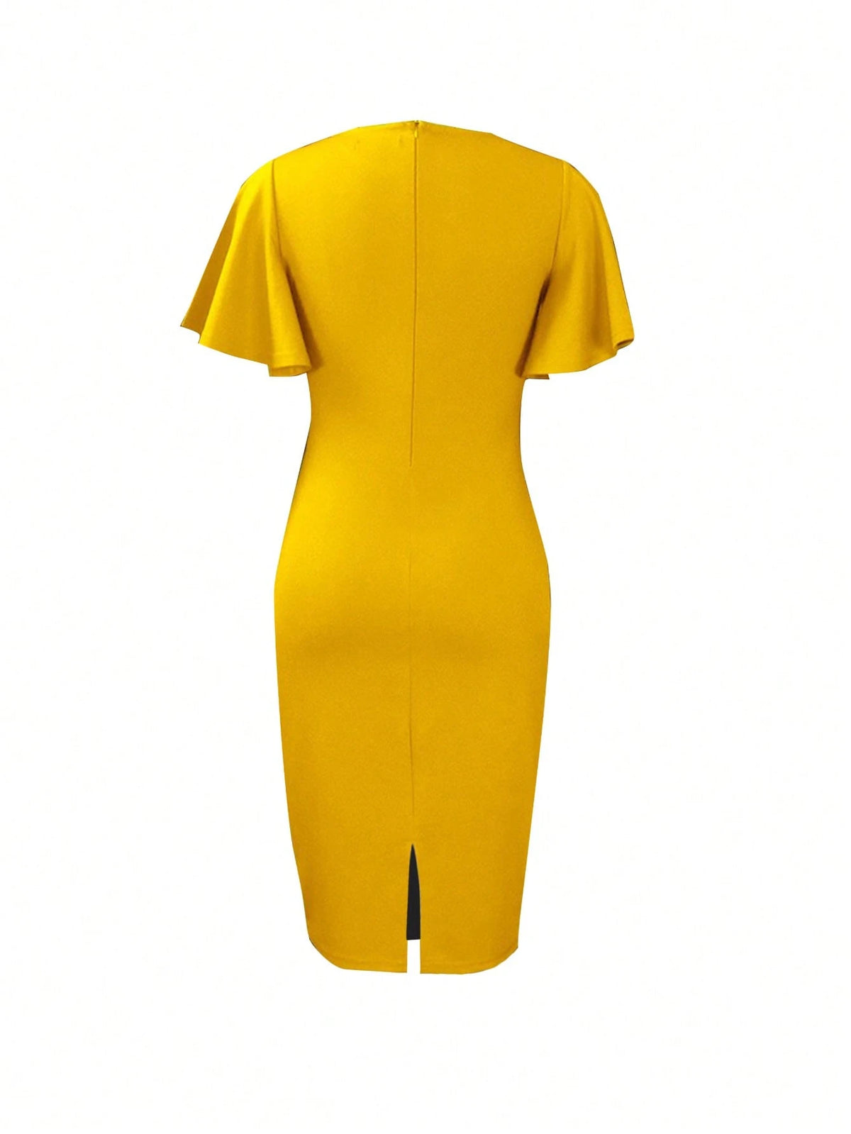Women Elegant Slim Fit Dress, Summer Yellow