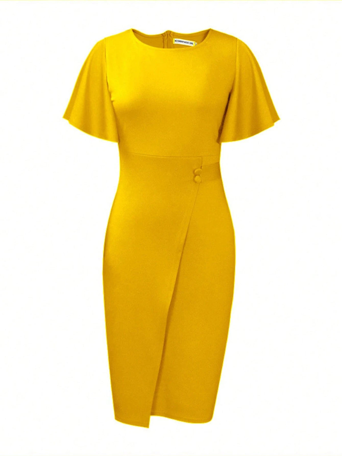 Women Elegant Slim Fit Dress, Summer Yellow